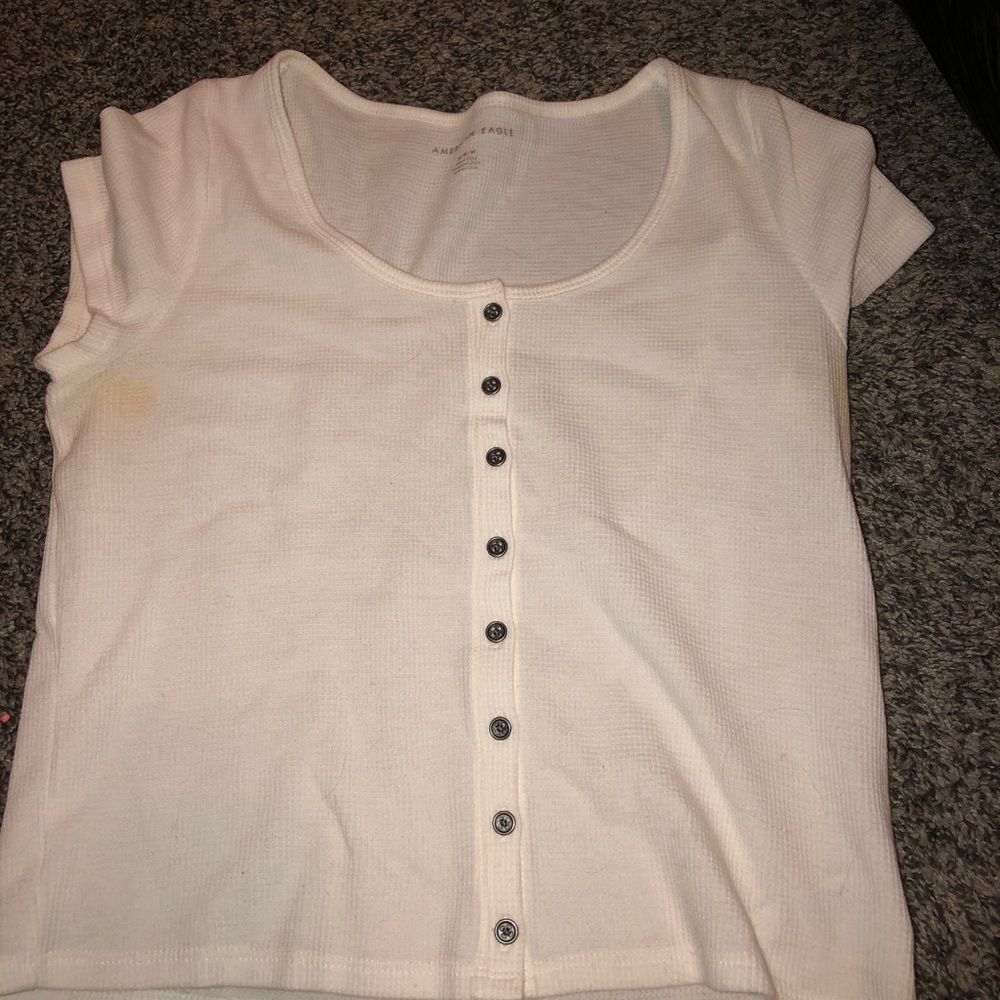 White American Eagle button up top